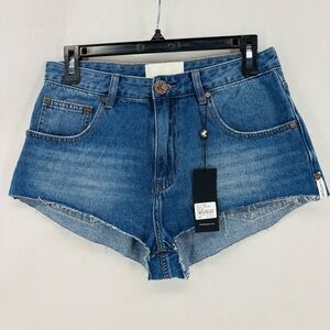 NWT One Teaspoon Denim Blue Jean Women's 28 Shorts High Rise Cutoff Daisy Dukes